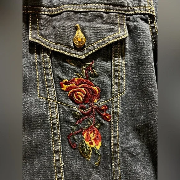 The SkyLine Collection Denim Jacket Embroidered Floral Size XL - Picture 5 of 12